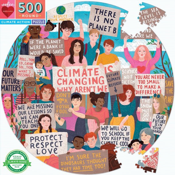 Puslespil  rundt  - Klimademonstration 500 brikker fra eeBoo